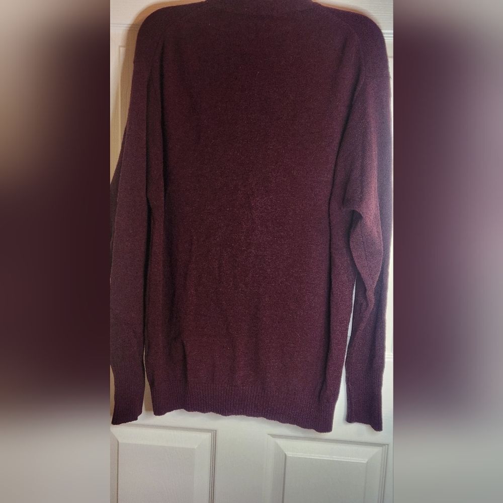 Marks&Spencer M Burgundy 100% LAMBSWOOL Pockets Lslv Buttons Up Men's Cardigan - Picture 8 of 8